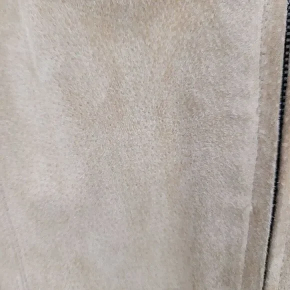 Vtg Womens Siena Camel Suede Genuine Leather Jacket Shacket Sz L Zip Neutral - Picture 7 of 11